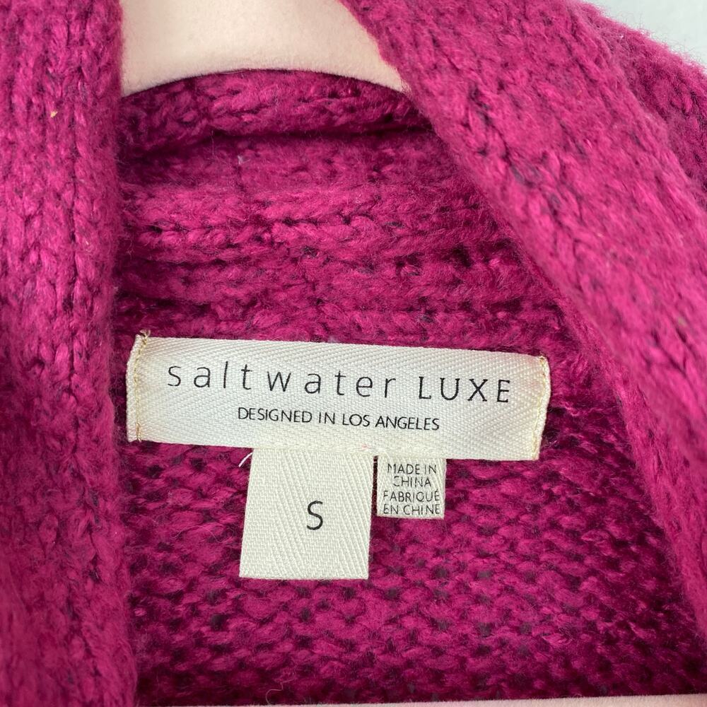 SALTWATER Luxe Desreeny Pink Long Cardigan Duster Sweater Size Small Magenta - Picture 6 of 8